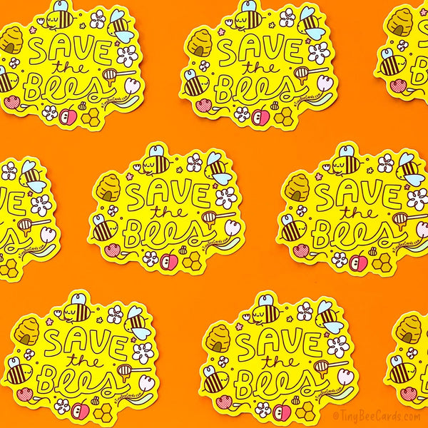 Save The Bees Donation Vinyl Sticker - Pollinators and Bug Lover Gift