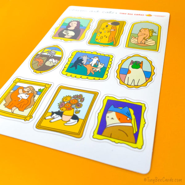 Classic Art Cats Vinyl Sticker Sheet