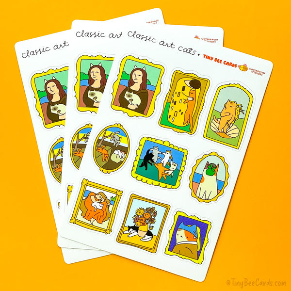 Classic Art Cats Vinyl Sticker Sheet