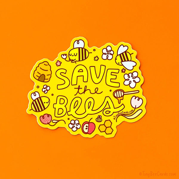 Save The Bees Donation Vinyl Sticker - Pollinators and Bug Lover Gift