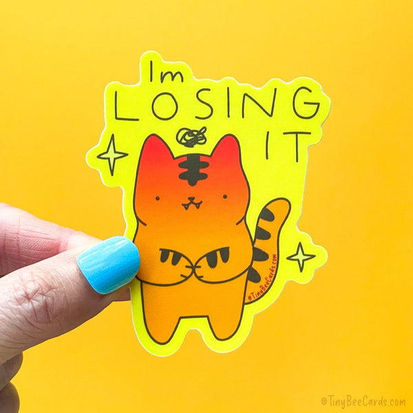 Losing It Stressed Out Tiger Cat Vinyl Sticker