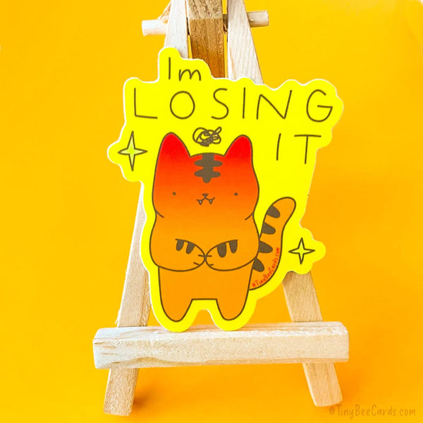 Losing It Stressed Out Tiger Cat Vinyl Sticker
