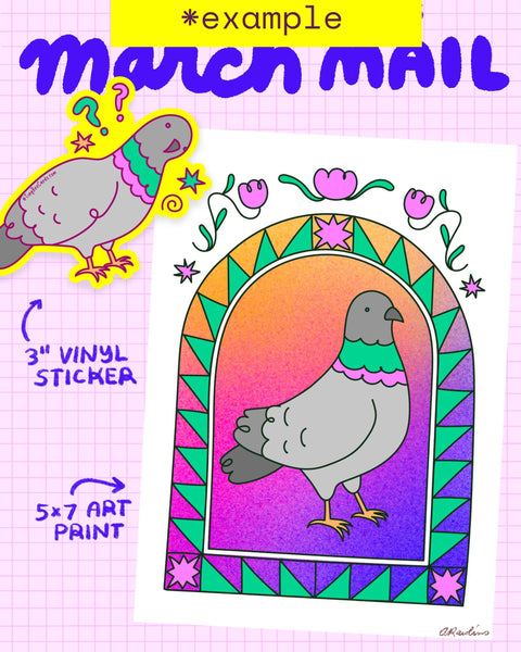Sticker & Art Print Animal Themed Monthly Snail Mail Club Subscription