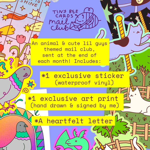 Sticker & Art Print Animal Themed Monthly Snail Mail Club Subscription