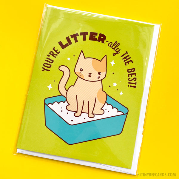 Funny Cat Litter Valentine Love Card "You're LITTER-ally the Best!"