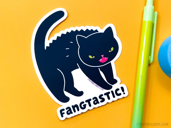Black Cat Vinyl Sticker - Fangtastic