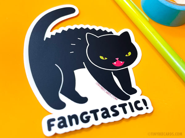 Black Cat Vinyl Sticker - Fangtastic