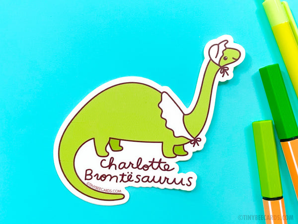 Literary Vinyl Sticker - Charlotte Brontesaurus