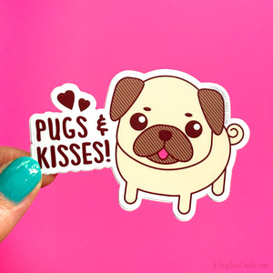 Pug Vinyl Sticker "Pugs & Kisses"