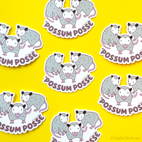 Funny Opossum Vinyl Sticker "'Possum Posse"