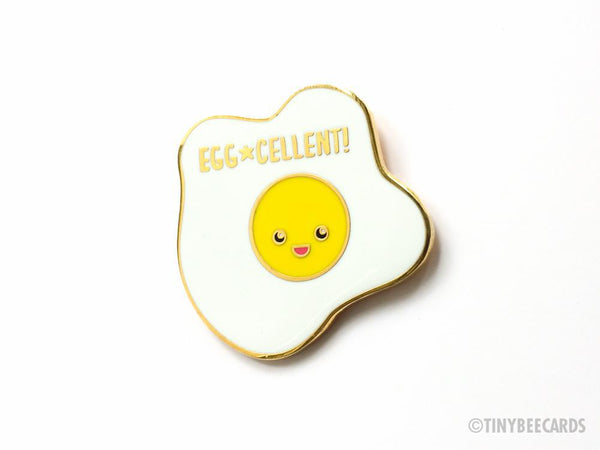 Egg-cellent Fried Egg Hard Enamel Pin-Enamel Pin-TinyBeeCards