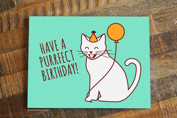 Cute Birthday Card "Purrfect Birthday"