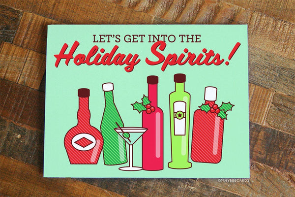 Funny Alcohol Christmas Card "Get Into the Holiday Spirits"