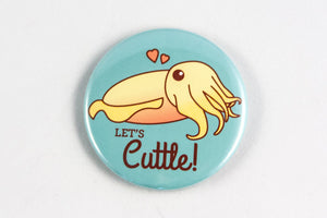 Cuttlefish Valentine Magnet, Pin, or Mirror "Let's Cuttle!"-Button-TinyBeeCards