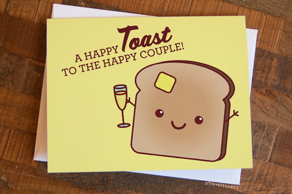 Cute Wedding Card "Happy Toast"