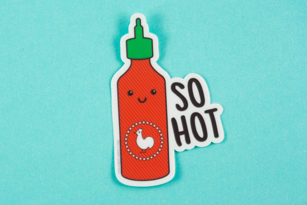 Sriracha Vinyl Sticker "So Hot"-Vinyl Sticker-TinyBeeCards