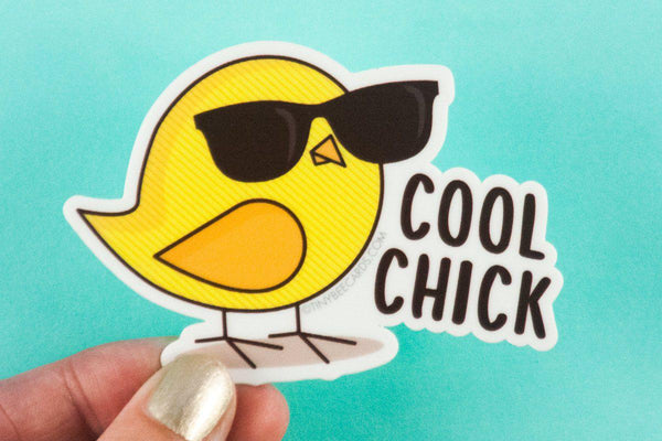 Funny Vinyl Sticker "Cool Chick"-Vinyl Sticker-TinyBeeCards