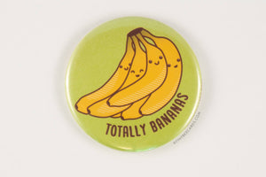Funny Bananas Magnet, Pin, or Pocket Mirror "Totally Bananas"-Button-TinyBeeCards