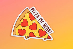 Pizza Vinyl Sticker "Pizza My Heart"-Vinyl Sticker-TinyBeeCards