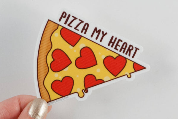 Pizza Vinyl Sticker "Pizza My Heart"-Vinyl Sticker-TinyBeeCards