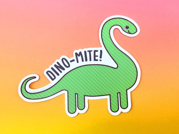 Dinosaur Vinyl Sticker "Dino-mite!"-Vinyl Sticker-TinyBeeCards