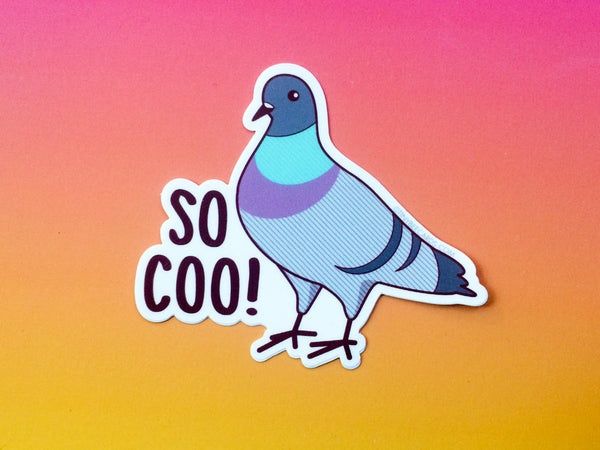 Pigeon Vinyl Sticker "So Coo!"-Vinyl Sticker-TinyBeeCards
