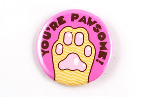Funny Cat Paw Magnet, Pin, or Pocket Mirror "You're Pawsome!"-Button-TinyBeeCards