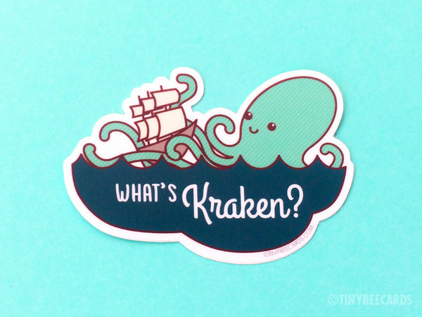 Kraken Vinyl Sticker "What's Kraken?"-Vinyl Sticker-TinyBeeCards