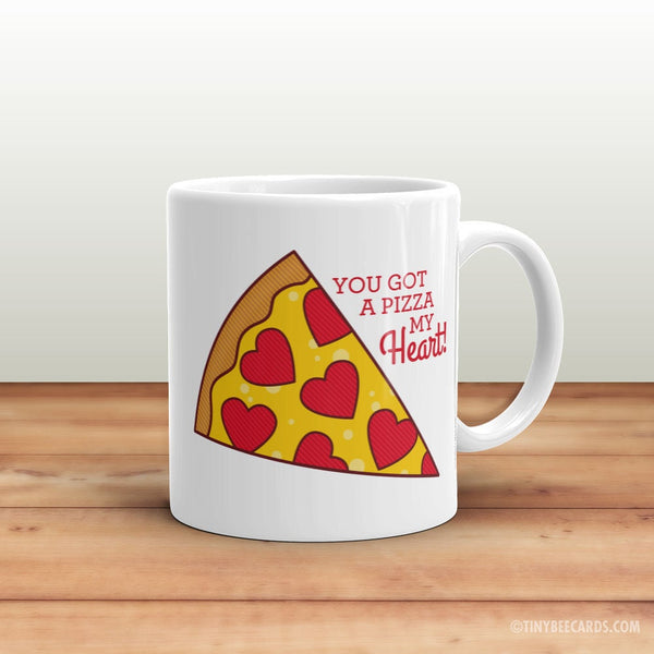Funny Pizza Mug "Pizza My Heart" - pizza lover gift, pizza mug, typography mugs, mug sayings, valentines gift for boyfriend girlfriend