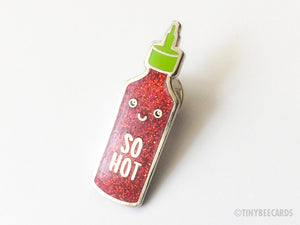 Sriracha Sparkle Hard Enamel Pin "So Hot"-Enamel Pin-TinyBeeCards