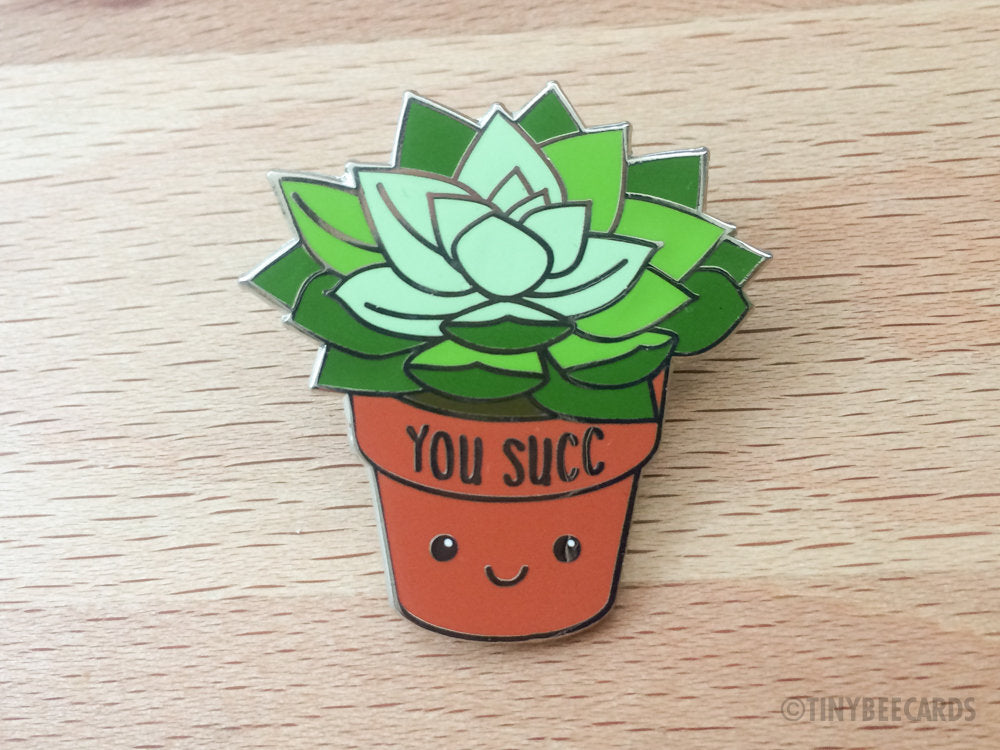 Succulent Enamel Pin Rude Pun 