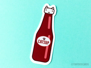Catsup Cat Vinyl Sticker-Vinyl Sticker-TinyBeeCards