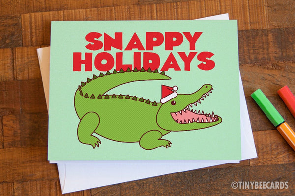 Funny Alligator Christmas Card "Snappy Holidays"