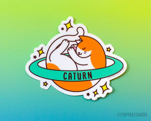 Cute Cosmic Cat Vinyl Sticker "Caturn"