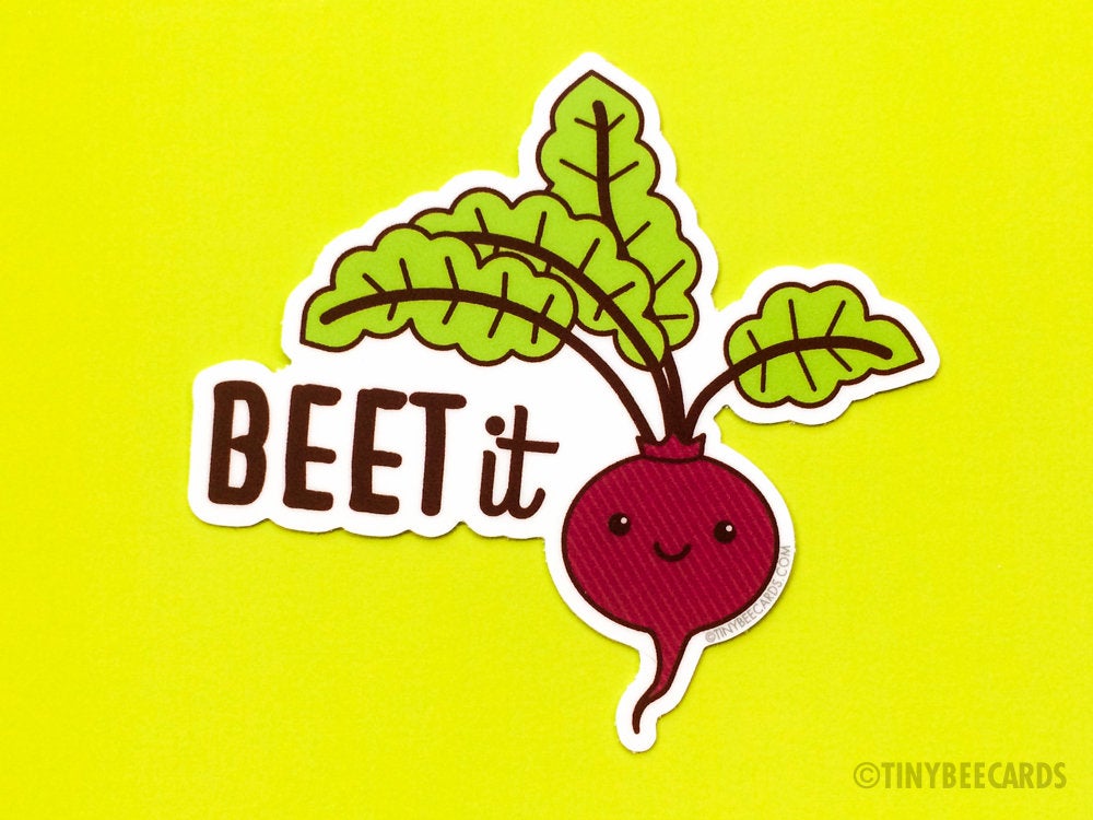 Funny Rude Beet Vinyl Sticker "Beet it"