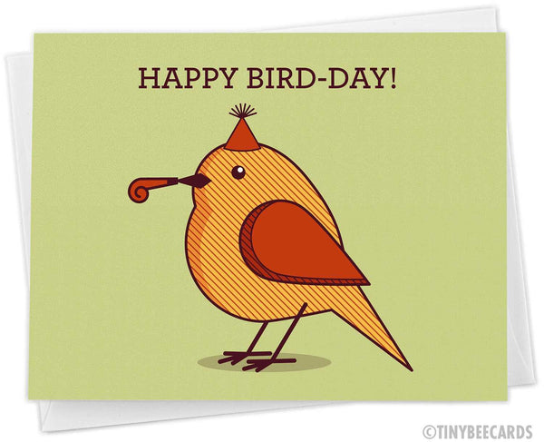 Cute Birthday Card "Happy Bird-Day"