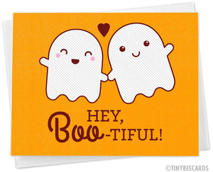 Funny Ghosts Love Card "Hey Boo-tiful"