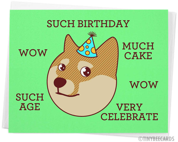 Funny Doge Meme Birthday Card "Such Birthday"