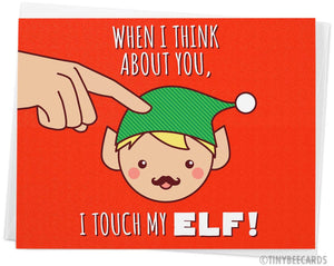 Naughty Christmas Card "Touch My Elf"
