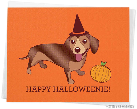 Halloween Dachshund Card "Happy Halloweenie"