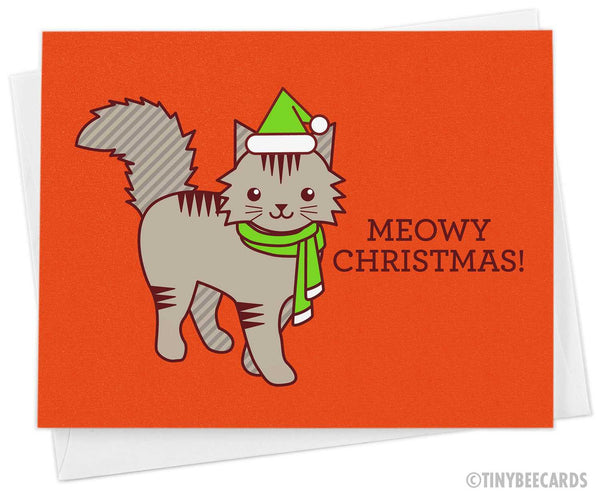 Cat Christmas Card "Meowy Christmas"