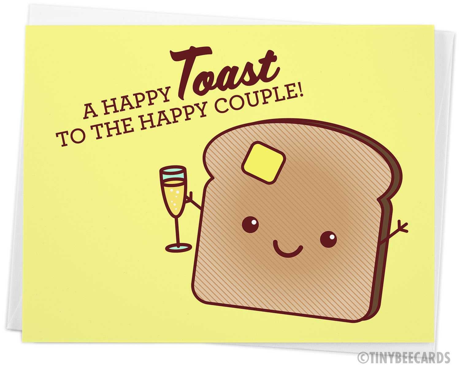 Cute Wedding Card "Happy Toast"
