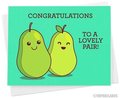 Funny Pear Wedding Card "Congratulations to a Lovely Pair!"