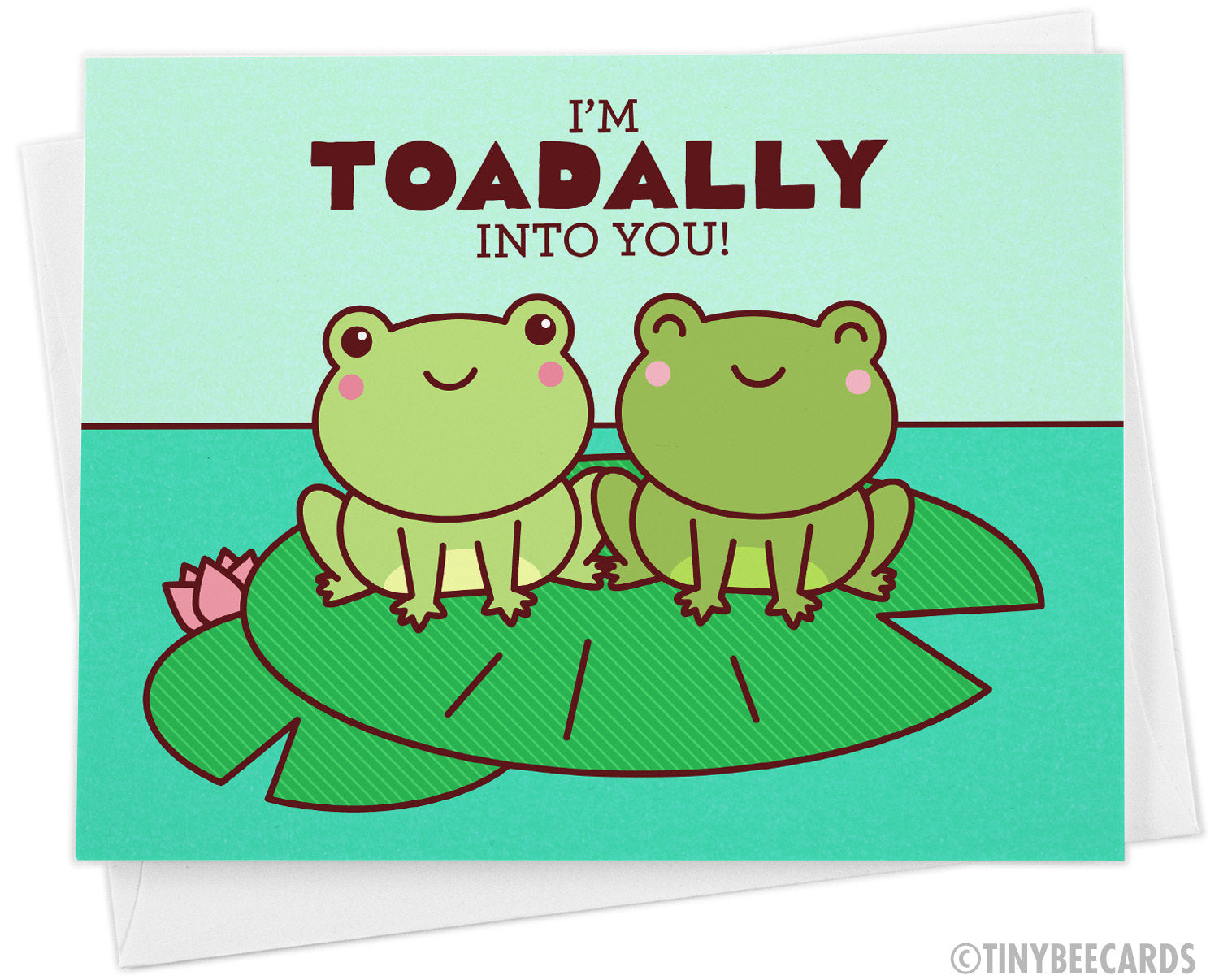 Cute Frog Love Card &quot;I&#39;m Toadally Into You&quot; - cute valentine or anniversary card, toad & frog lover, boyfriend girlfriend husband wife card