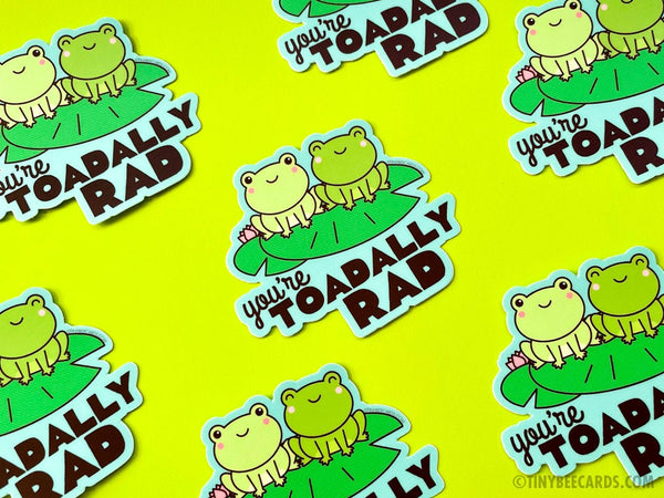 Funny Frog Vinyl Sticker "Toadally Rad"