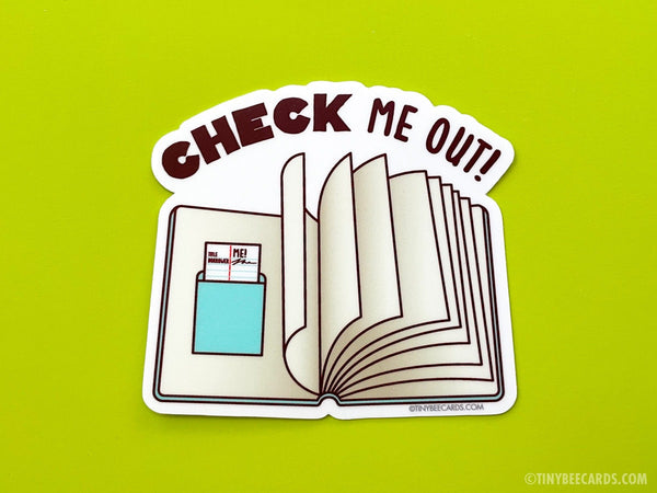 Library and Book Lover Vinyl Sticker "Check Me Out!"