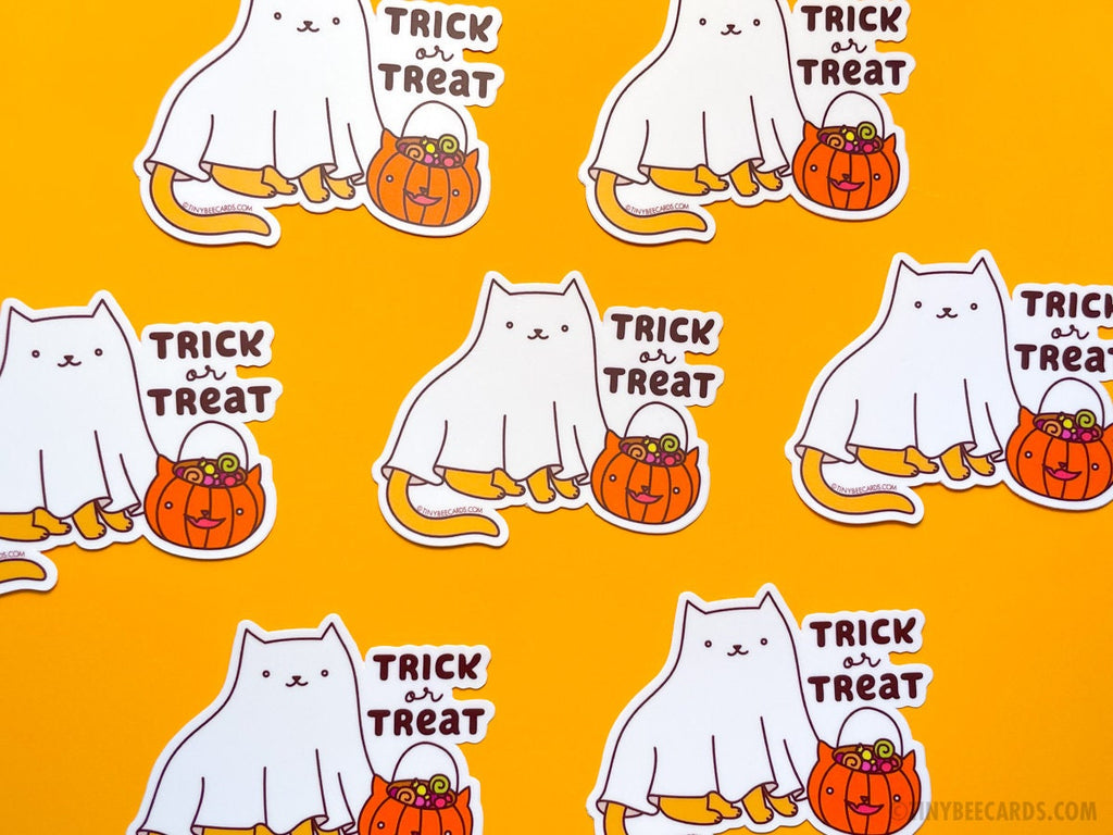 Silly cat stickers Halloween set