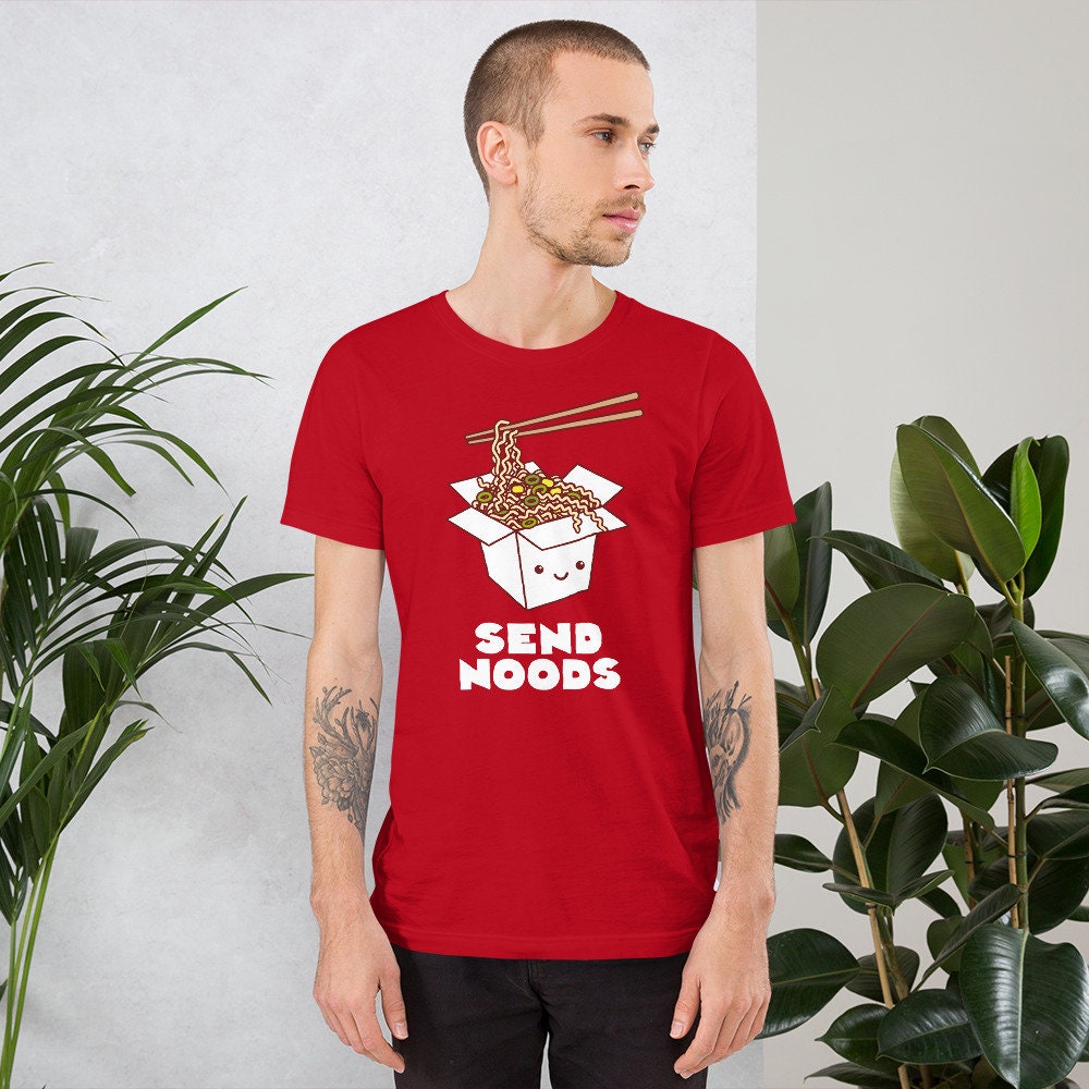 WGC 'Send Noods' Anime Ramen Noodles Men's V-Neck T-Shirt - Funny Japanese Food Graphic Tee - View #7