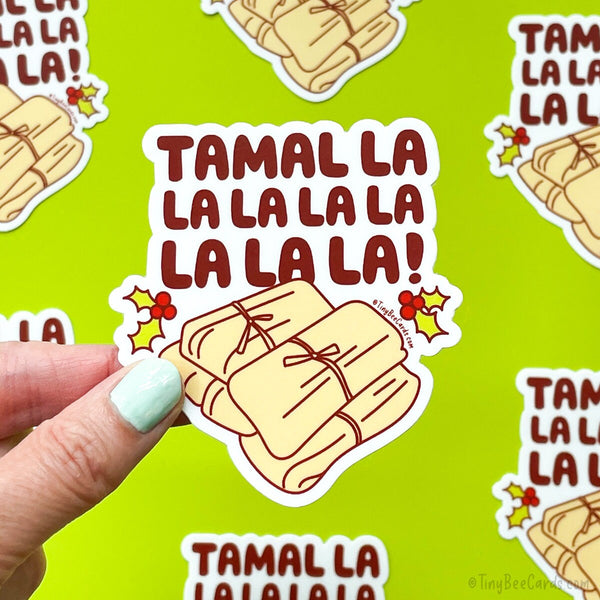 Tamale Christmas Vinyl Sticker - Mexican food funny holiday decal