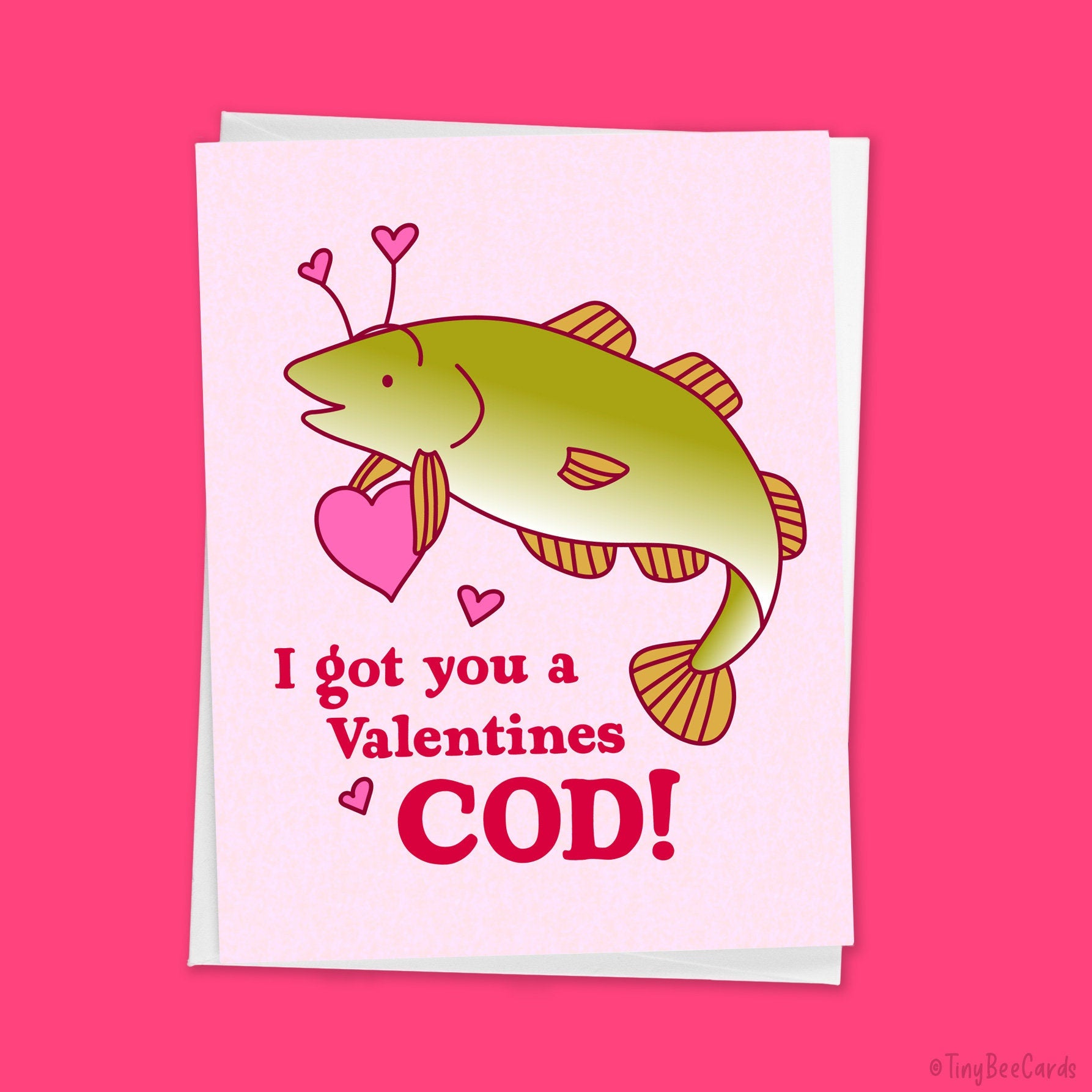 cute fish valentine cards with hook Funny Cod Valentines Day Card "Got You a Valentines COD" – TinyBeeCards